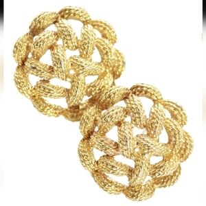 MONET GOLD TONE PIERCED BRAIDED VINTAGE EARRINGS